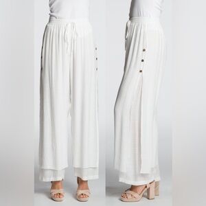 White Women's Wide-Leg Pants